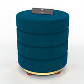 Classical Style Pouf Burgundy Ottoman Stool (Dark Blue) - WoodenTwist